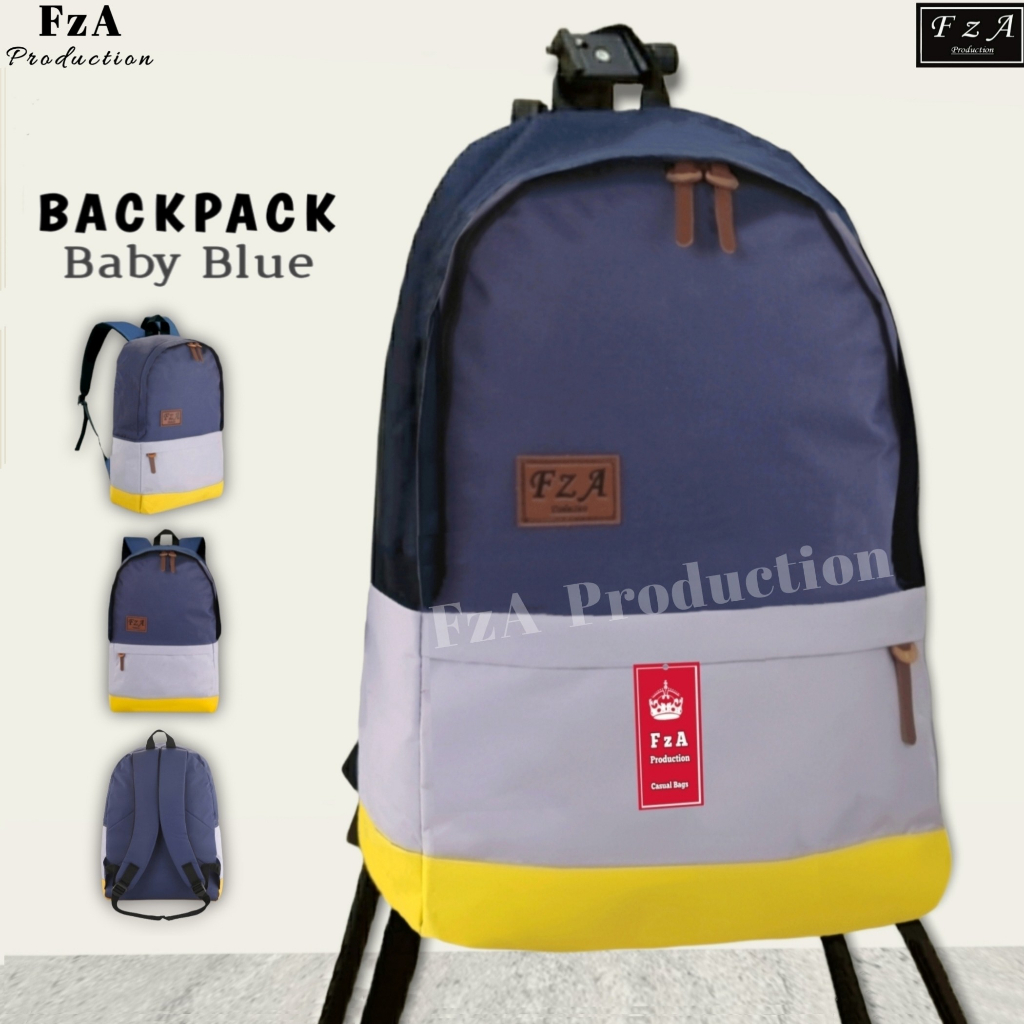 FzA Official - Big Promo..Tas Ransel Distro sekolah kuliah Kerja Pria 4286CV Tas Ransel Laptop - Baby Blue