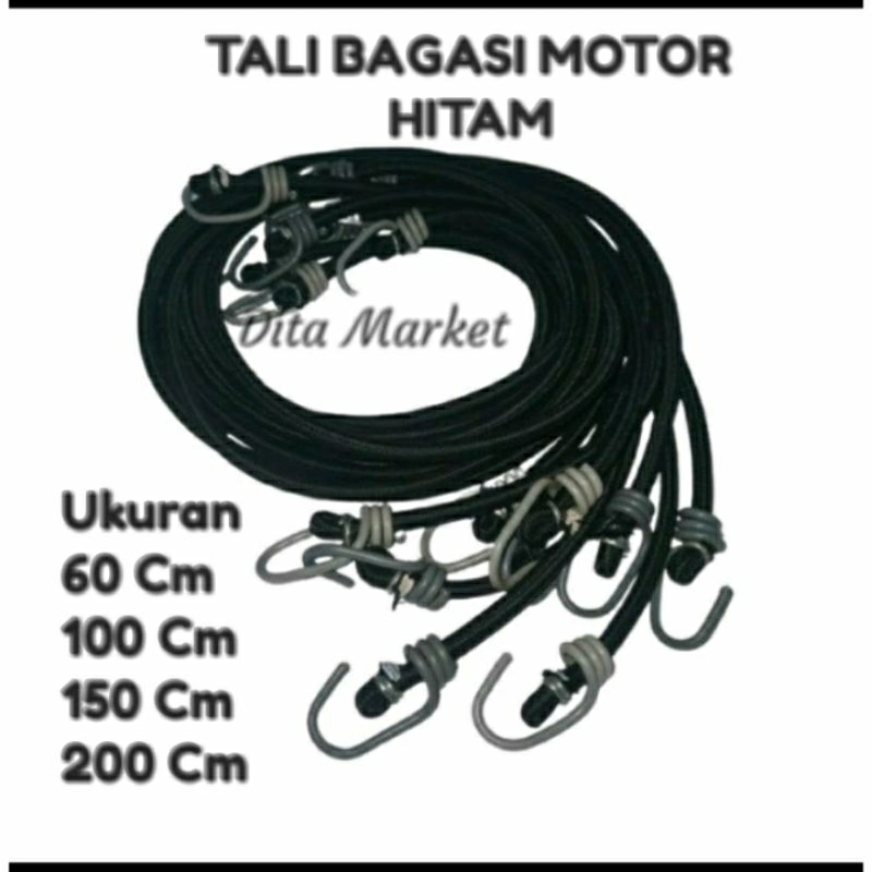 Tali Ikat Barang 100Cm Hitam-HQ / Tali Bagasi Motor 1 Meter Hitam