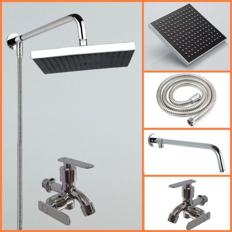 SHOWER TANAM 6 INCHI TANPA BOBOK/WALL SHOWER PAKET KRAN CABANG/SHOWER MANDI