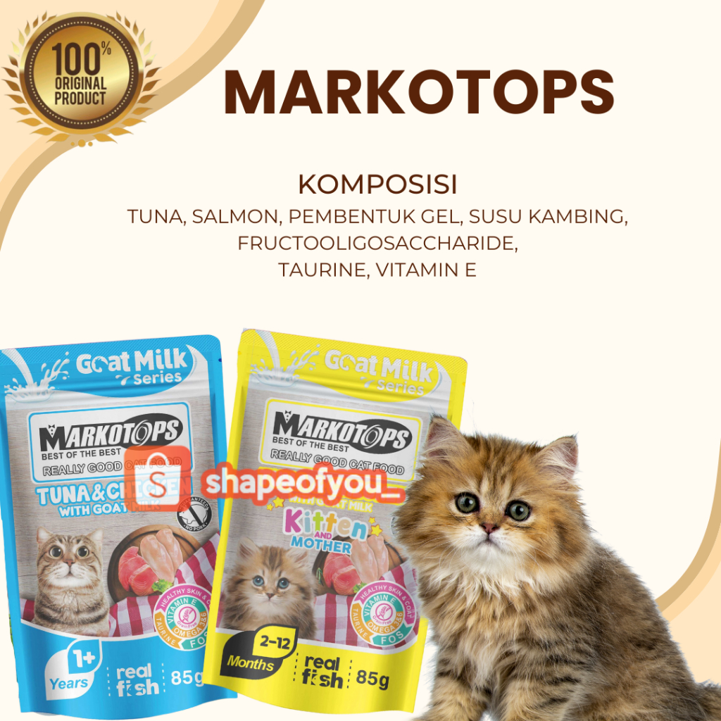 Markotop Pouch 85gr Cat Wet Food Makotops Kitten Sachet Makanan Basah Kucing Saset