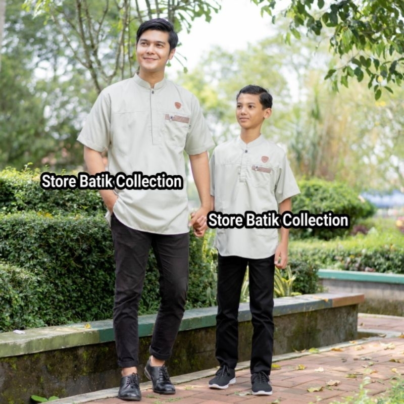 BAJU KOKO COUPLE AYAH DAN ANAK LAKI LAKI WARNA HIJAU SAGE MUDA