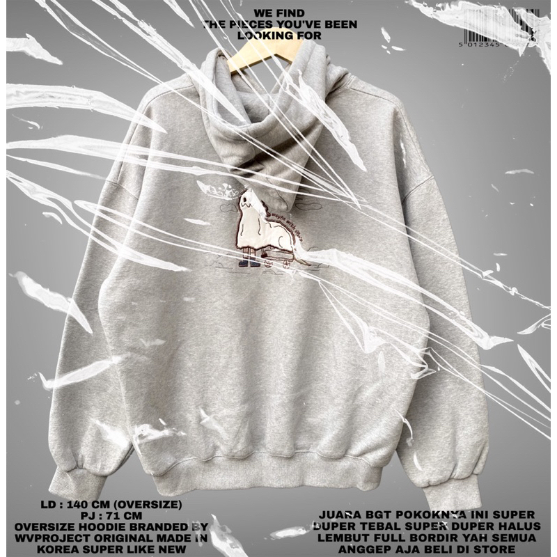 WVPROJECT/ WV PROJECT ORIGINAL/HOODIE WV PROJECT/GREY HOODIE/OVERSIZE HOODIE/BRANDED HOODIE SWEATER/