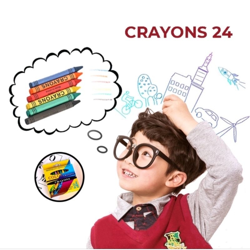 CRAYONS WARNA ART SET ISI 24 PERLENGKAPAN MENGGAMBAR COLOUR PENCIL ALAT MEWARNAI MELUKIS