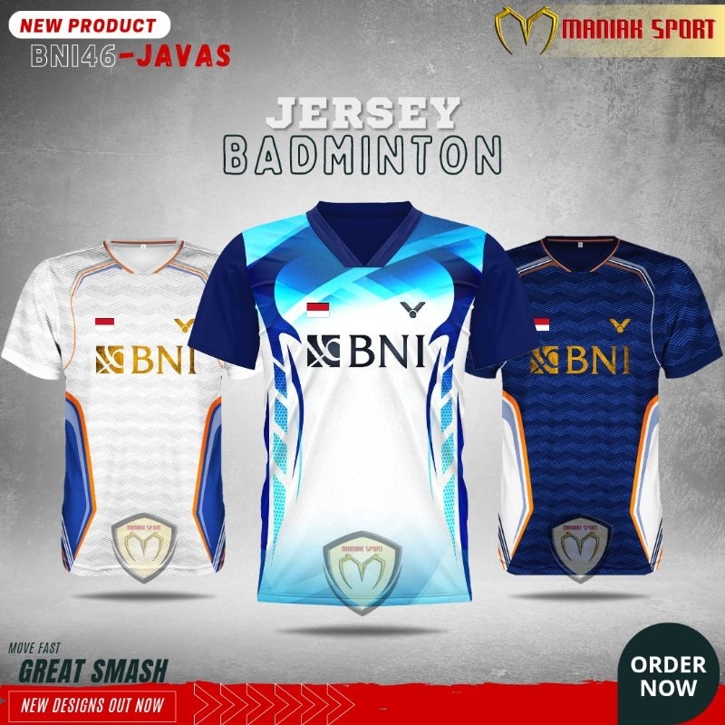 JERSEY BADMINTON KAOS BADMINTON BAJU BULUTANGKIS BNI46 JAVAS AMAZING PREMIUM
