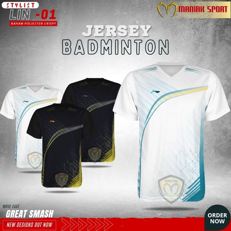 KAOS BADMINTON BAJU BULUTANGKIS STYLIST JERSEY BADMINTON PRINTING PREMIUM