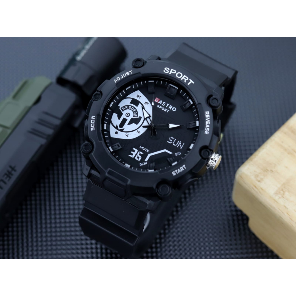 BISA COD Jam Tangan Pria Gastro analog variasi stiker 4,8cm Strap Karet