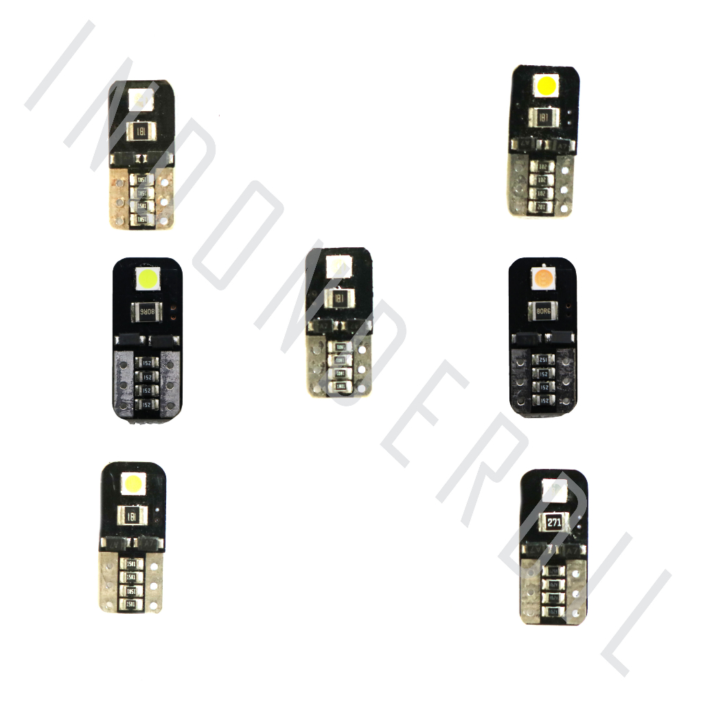 Lampu W5W Canbus LED T10-T 10 12 Volt Sein-Sen-Ritting-Riting-Speedometer-Senja-Kilometer-Kabin-Plat-Kecil Mobil-Motor Biru-Ice Blue-Putih-Kuning-Merah