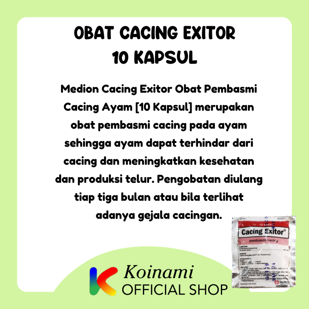 OBAT CACING EXITOR 10 KAPSUL / OBAT CACING HEWAN / OBAT CACING AYAM / MEDION