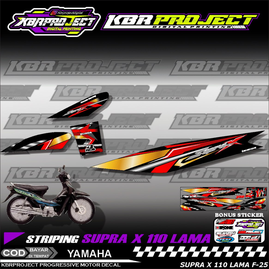 SUPRA X 110 STIKER MOTOR KEREN Stiker Striping SUPRA X 110 Lis Variasi Stiker Motor HONDA Desain Rac