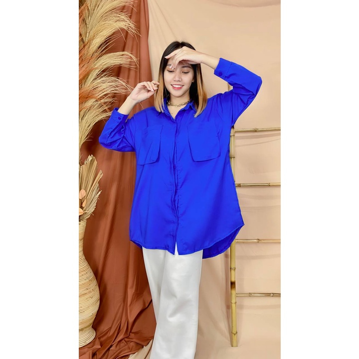 AREUM KOREAN BLOUSE / KEMEJA POCKET OVERSIZE