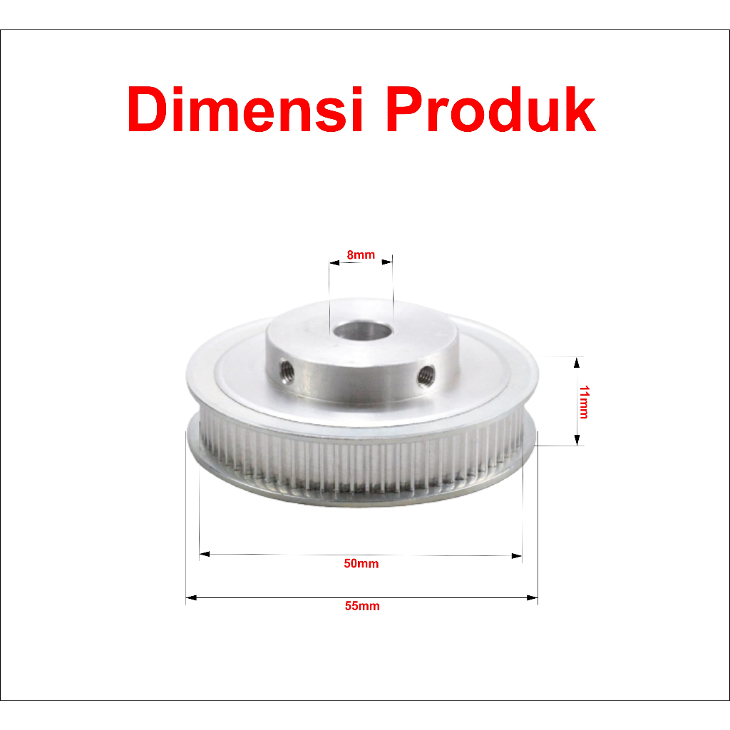 [HAEBOT] GT2 Pulley Timing CNC 80T 8mm 6mm W6 B8 Lebar 6mm Puley 80 Gigi 3D XL Printer Aluminium Pitch 2mm Aktuator Slider Router Mekanik 80 Teeth Gigi