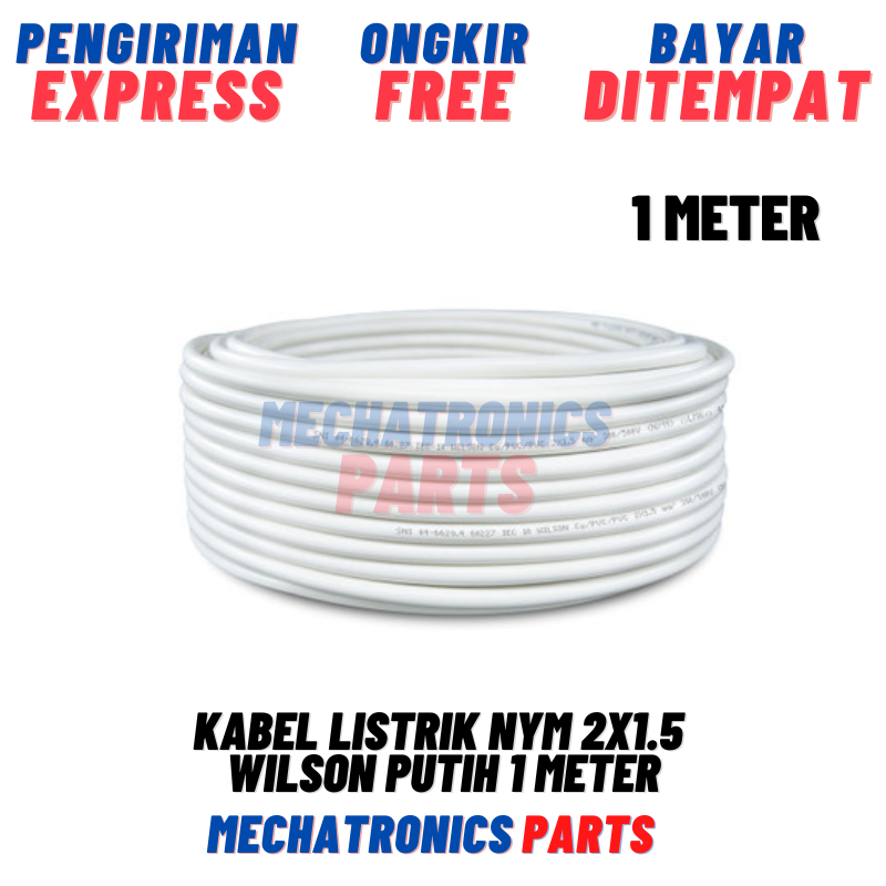Kabel Listrik NYM 2x1.5 Wilson Putih 1 Meter Tembaga Murni SNI