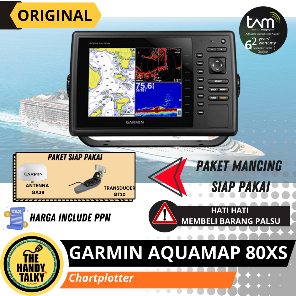 GARMIN AQUAMAP 80XS NEW ORIGINAL GARANSI RESMI TAM
