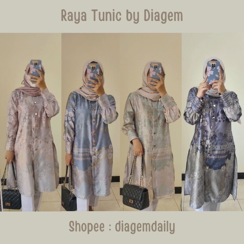 Raya Tunik Bahan Silk by Diagem Label Tunik Motif Bahan Silk