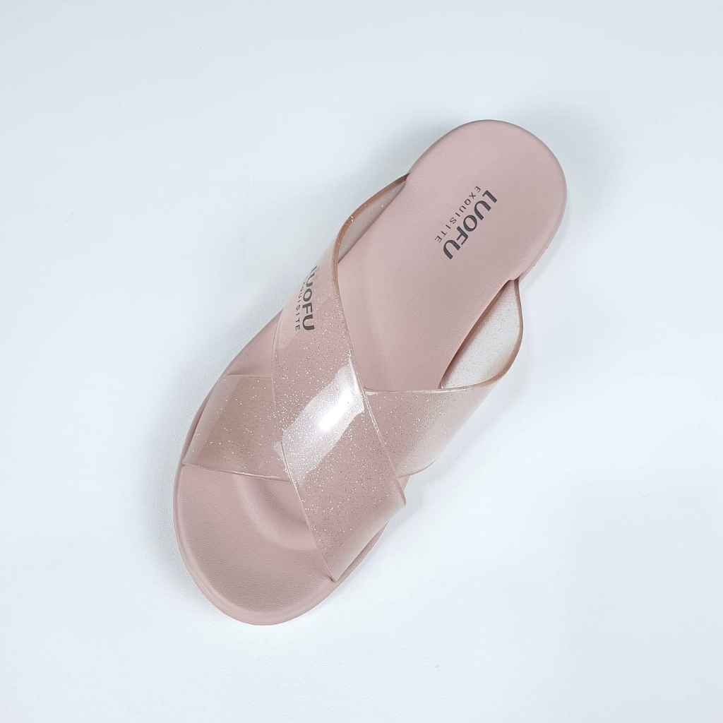 LUOFU ORIGINAL jelly sandal karet empuk murah wanita sendal cewek selop import E7189-TF6B