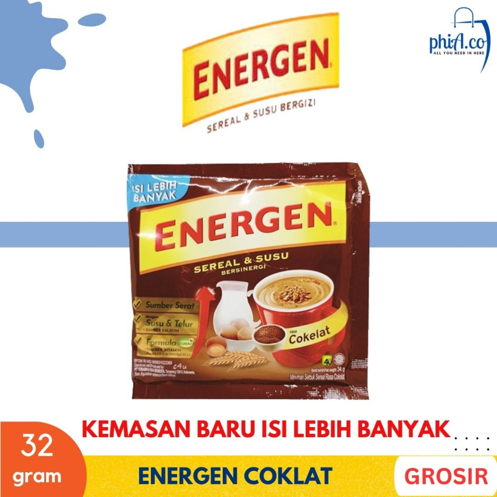 

ENERGEN COKLAT MINUMAN SEREAL RASA COKLAT KEMASAN TERBARU ISI LEBIH BANYAK TERMURAH 32g