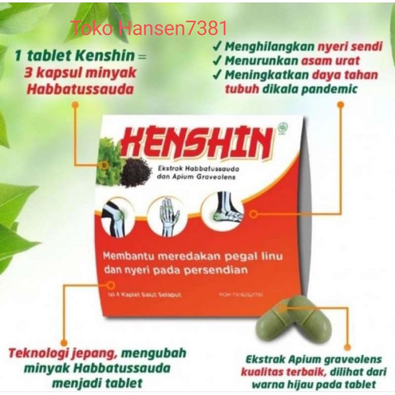 KENSHIN per Strip isi 4 Jamu Asam Urat Pegal Linu