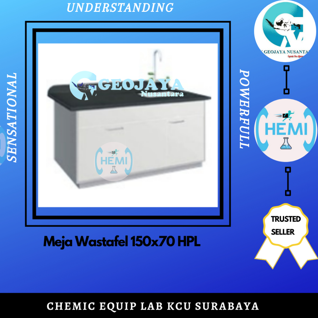 Meja Wastafel 150x70 HPL Multiplex 18mm lapis HPL, High Pressure Laminate Tahan Air