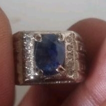 Natural Blue Sapphire Safir Biru Africa Asli Alam Bukan Sinthetic Real Pict Cincin Alpaka Batu Mulia
