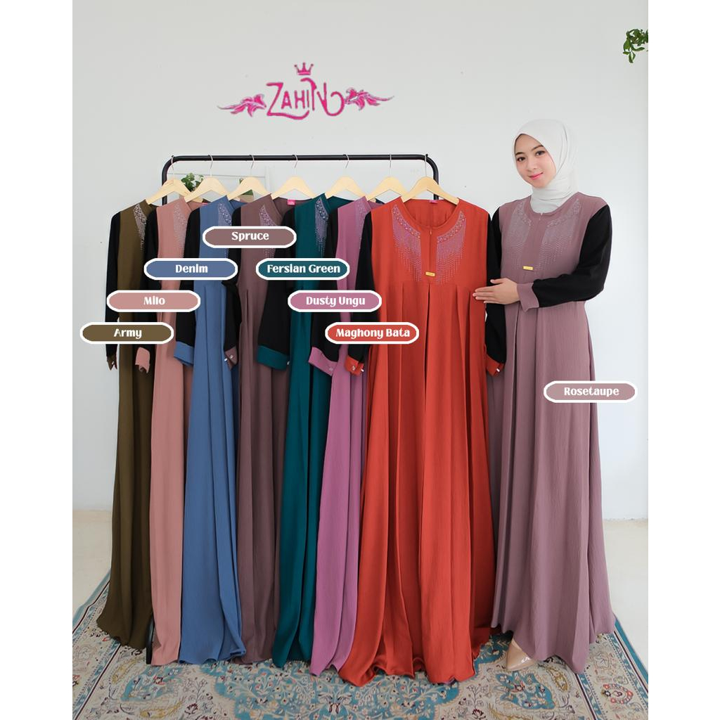 DRESS ALLIYA &amp; ZAHWA by zahin Set outer ayyura eliya syaffa CRINGKLE sabyan muslim syari stelan kerja kuliah TERBARU