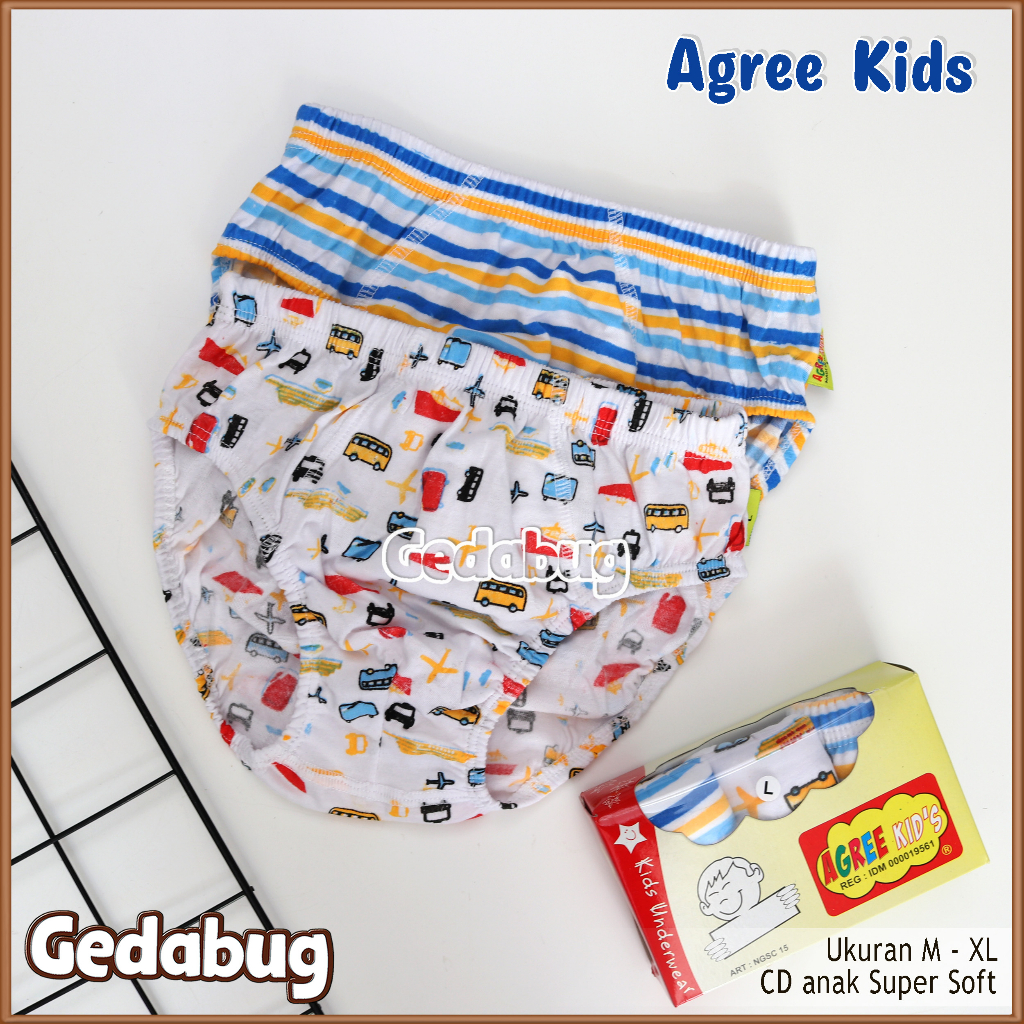 3 Pcs - CD Agree Kids NGSC 15 | Celana dalam anak karet kerut motif Full Print | Gedabug