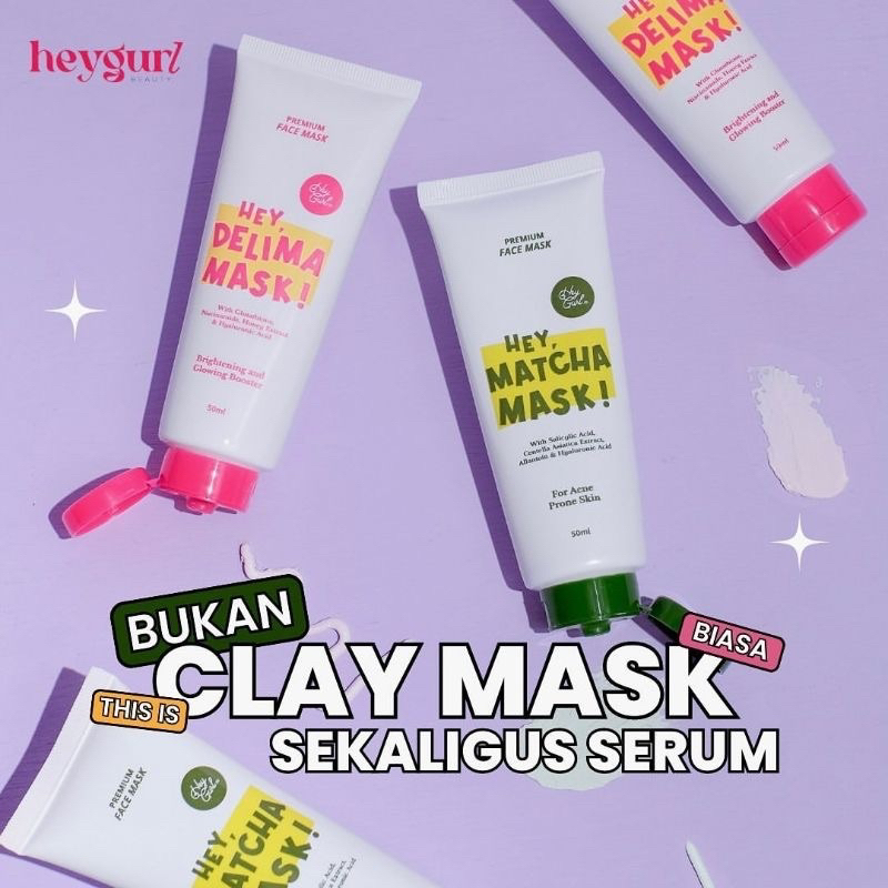 [READY] Clay mask by heygurl.id / CLAY MASK HEYGURL / Clay mask delima heygurl / clay mask matcha heygurl / Hey Delima Mask / Clay masker heygurl / Claymask Heygurl