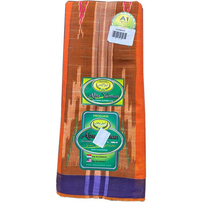 Sarung Abu Yaman Sutera Asli Samarinda benang 210 gunung timbul motif mirip bhs