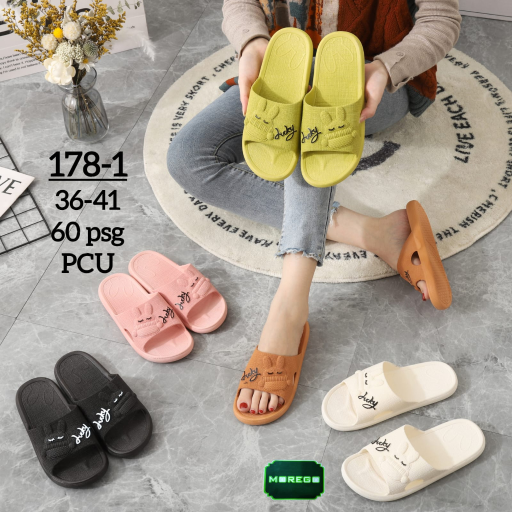 Sandal Selop Wanita Lucky Flat Lucu