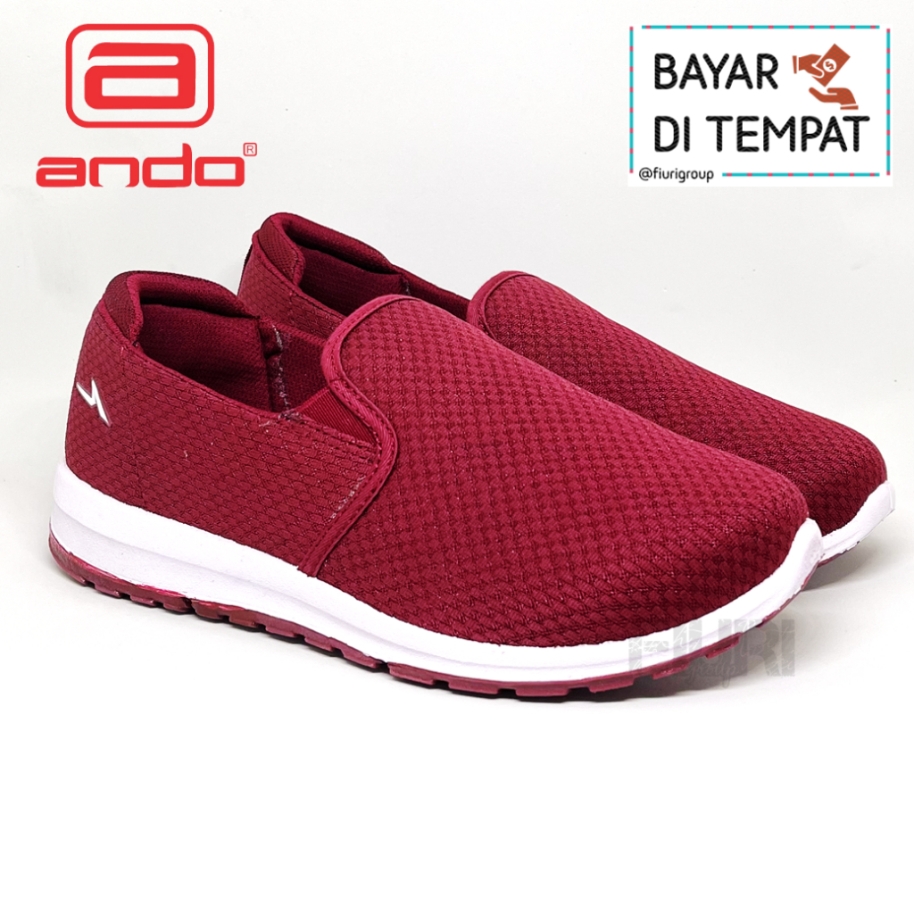 FIURI - Ando - BERTHA 37-40 MAROON - Sepatu Kets Sneakers Wanita - Sepatu Flat Shoes Slip On Wanita - Sepatu Olahraga Wanita - Sepatu Fashion Wanita Promo