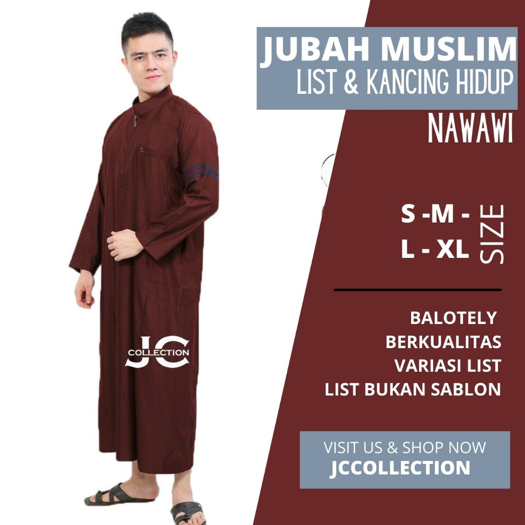 Jubah Muslim Pria Nawawi Variasi List Tangan JCCollections