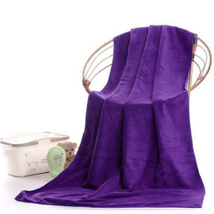 TBOSS [80X150cm] Handuk Mandi Extra Besar Dewasa Handuk Polos Serat Air Microfiber-UNGU 70x140cm
