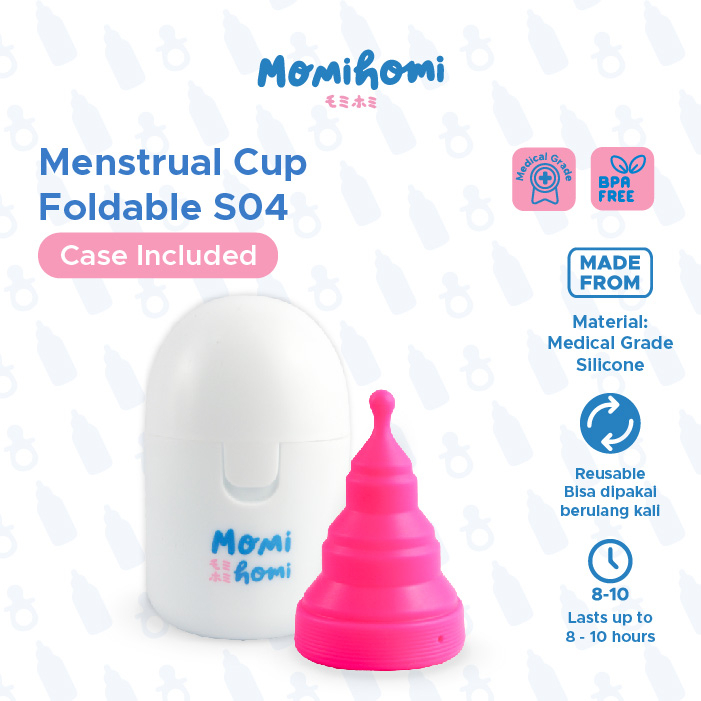 Momi Homi S04 Girls Foldable Menstrual Cup Pengganti Pembalut Wanita Silikon Lipat Reusable Silicone Grade