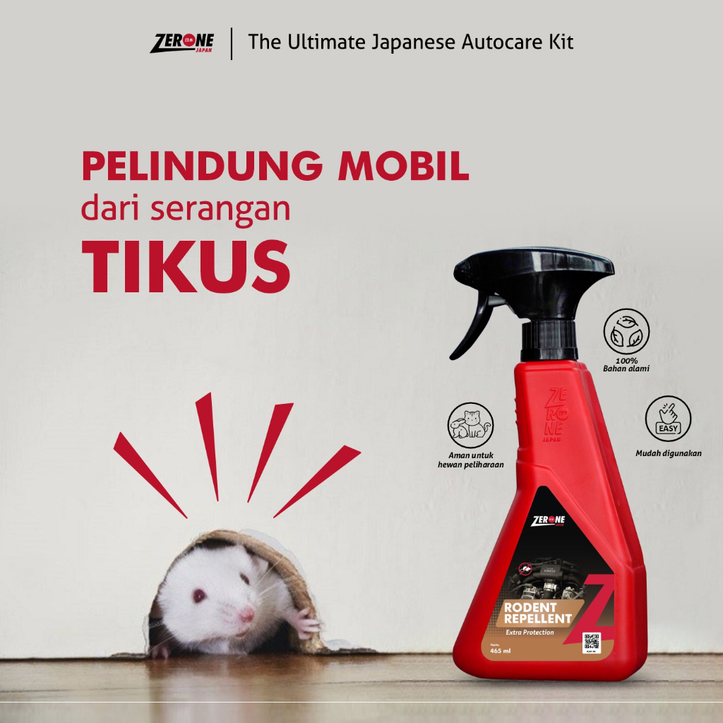 Pembasmi Tikus Zerone X GD Zerone Japan Rodent Repellent Untuk Rumah Kap Mobil Anti Tikus 465 ML