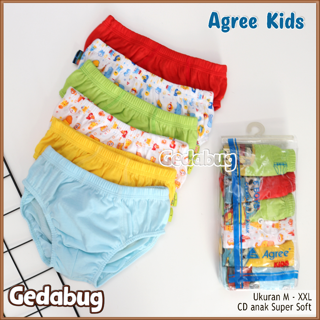 6 Pcs - CD Anak Agree Kids AG 001 | Celana dalam anak Motif Random | Gedabug