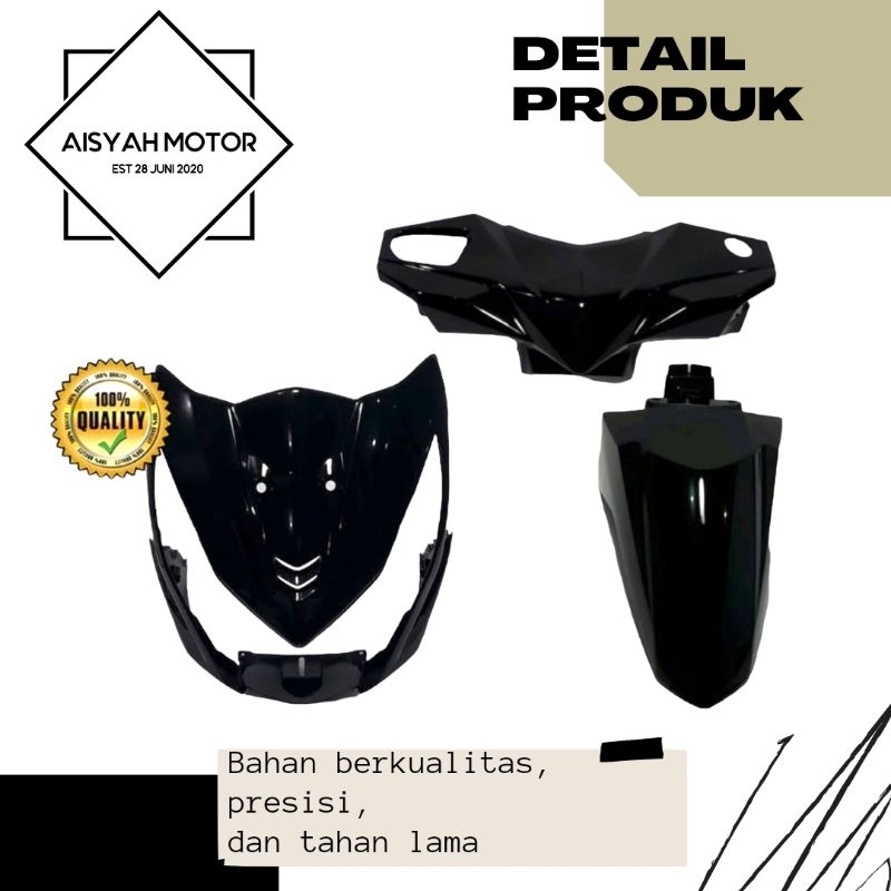 Cover Bodi Bagian Depan Honda Beat FI Warna Hitam Tahun 2012-2014