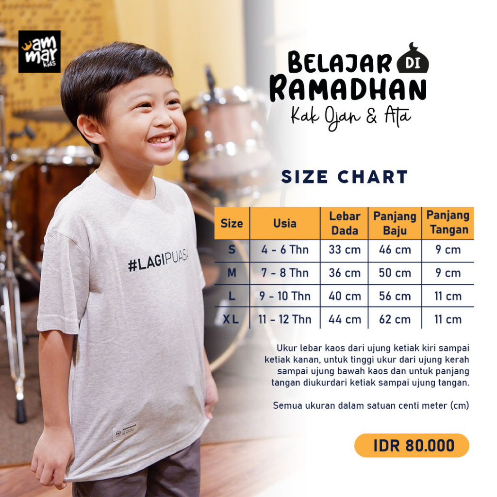 Kaos Couple Ayah Anak Laki Laki #Lagi Puasa Belajar di Ramadhan By Ammar Kids X Kak Ojan &amp; Atta