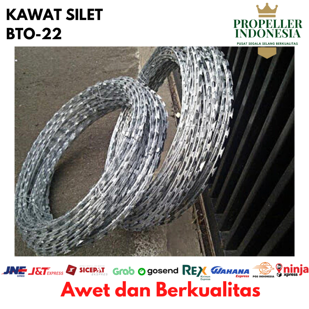 Kawat Duri Silet Razor Wire BTO 22 Kawat Keamanan Kawat Anti Maling