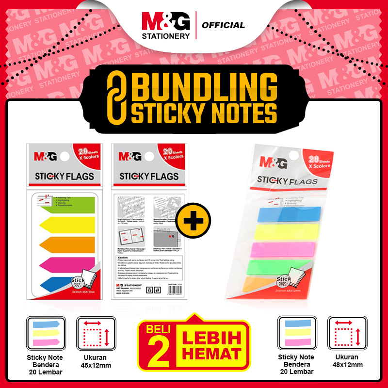 

M&G [ BUNDLE ] 2"x3" PET Sticky Flags 20 sheets 45x12mm + 48X12mm