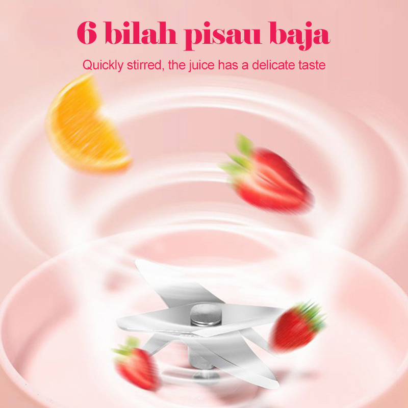 Juice Blender 6 Pisau Portable Juicer Cup Pembuat Jus Elektrik 2400mah Rechargeable Ice Crusher