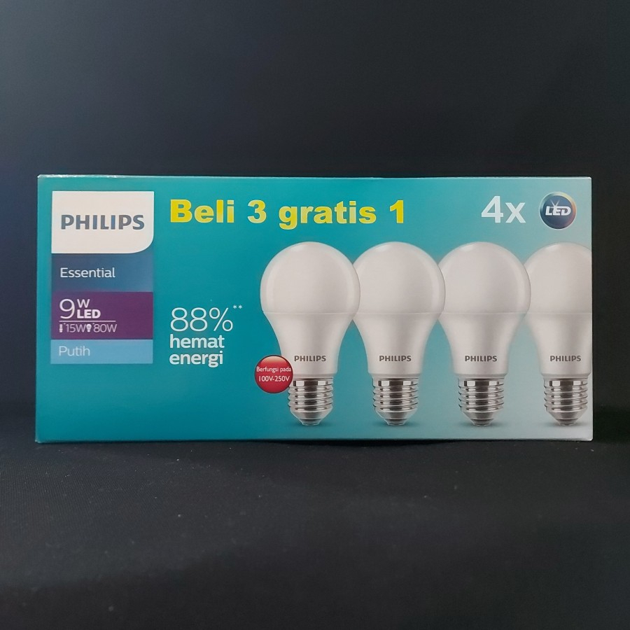 Lampu Led Philips Essential Isi 4 Paket Hemat 5W 7W 9W 11W Beli 3 Gratis 1 Sinar Putih Terang Multipack 5 Watt 7 Watt 9 Watt 11 Watt Buy 3 Get 1 Philip Esensial Bulb Bohlam Lamp6500K