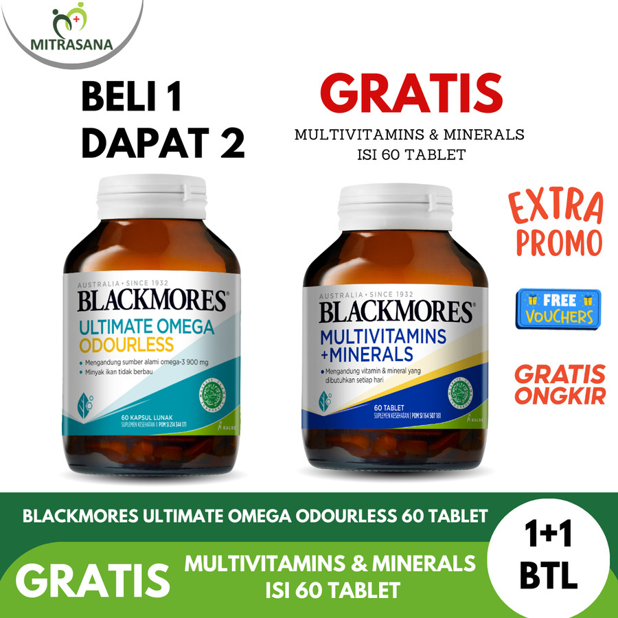 Blackmores Ultimate Omega Odourless (60) Gratis Blackmores Multivitamins Dan Minerals 60 Tablet