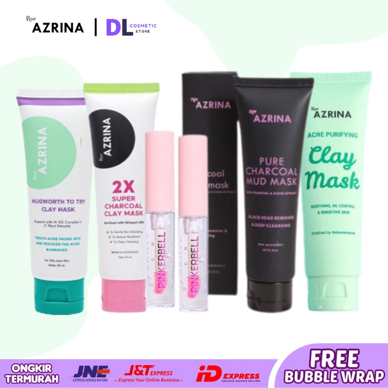 Azrina Pure Charcoal Mud Mask Masker Wajah BPOM Original Halal 50ml New Kemasan Baru