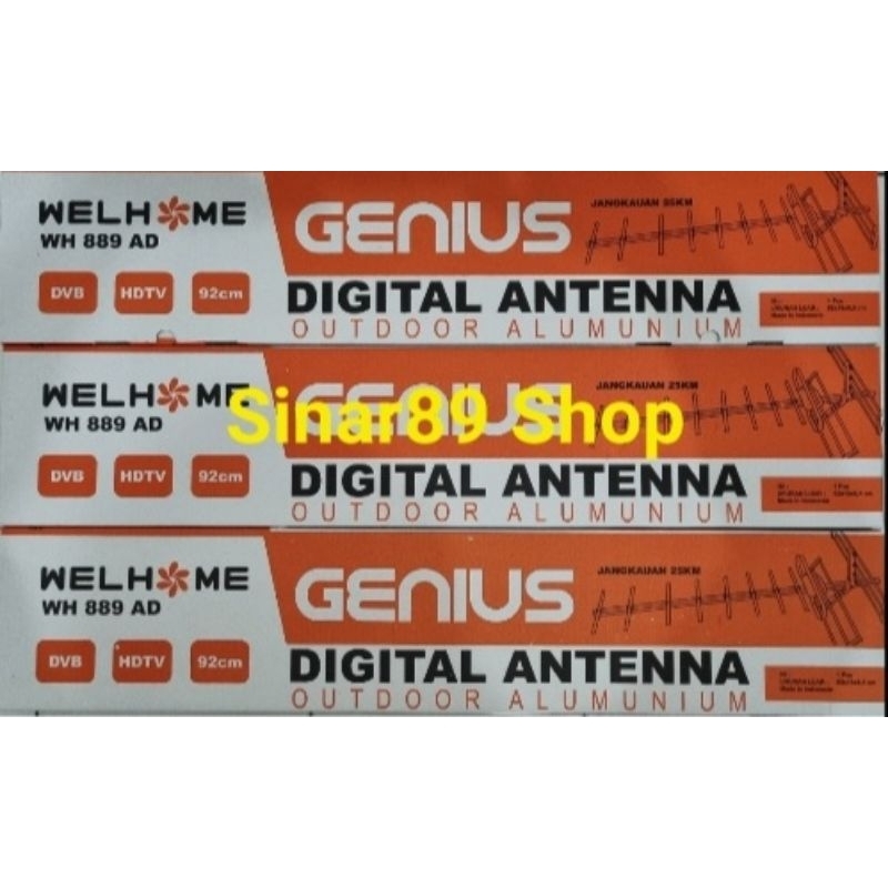 Antena Digital TV Bonus Kabel 10 Meter GENIUS Welhome WH889AD