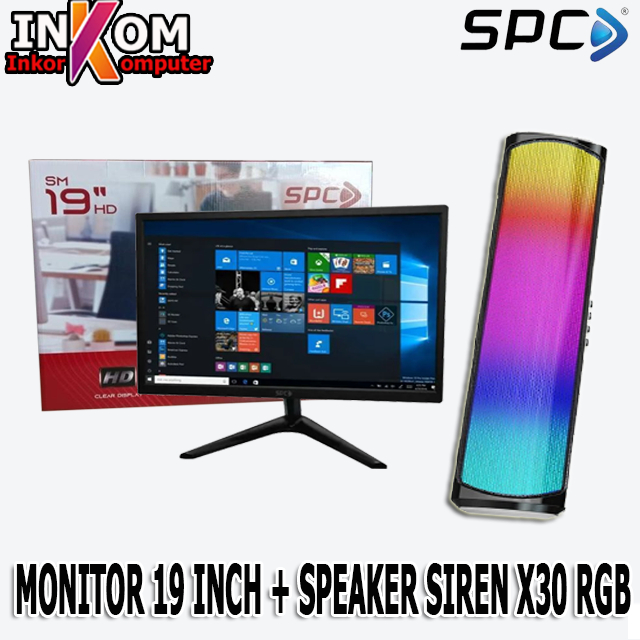 Paket Monitor LED SPC 19 Inch Plus Speaker RGB NEW