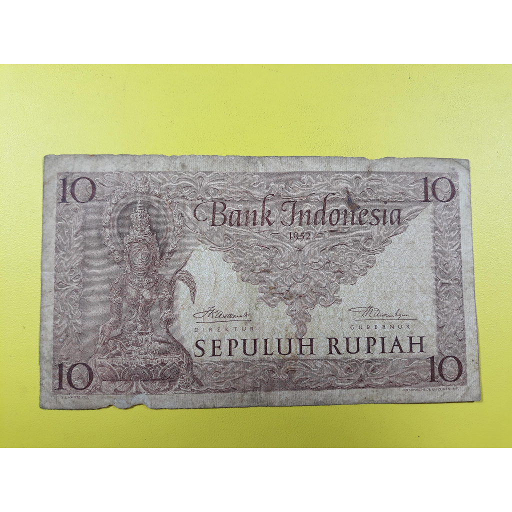 Uang Kuno Indonesia 10 Rupiah Tahun 1952 F Seri Kebudayaan