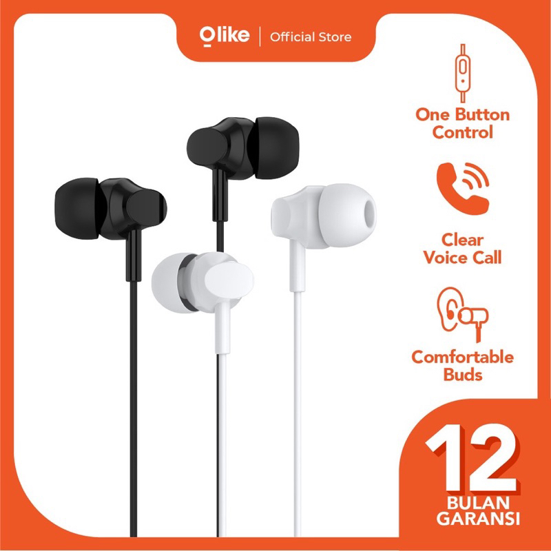 Olike E10 Wired Earphone Headset Handsfree Panjang Kabel 120 cm - Garansi 1 Tahun