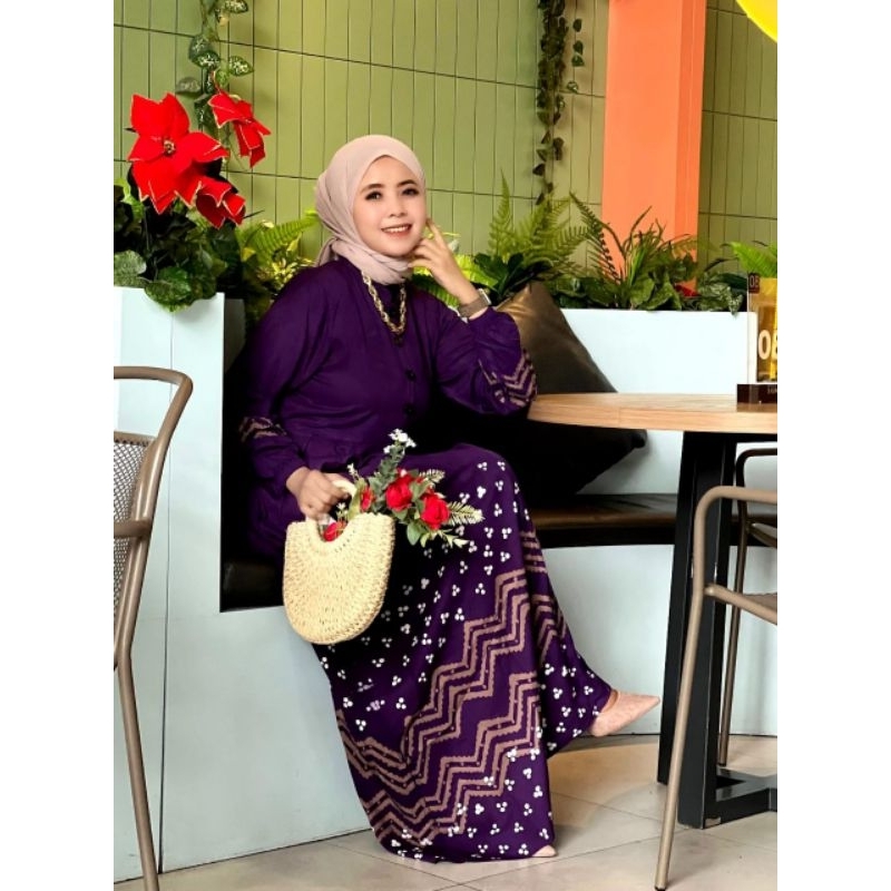 GAMIS TWILL ZULFANA terlaris motif zoya purple