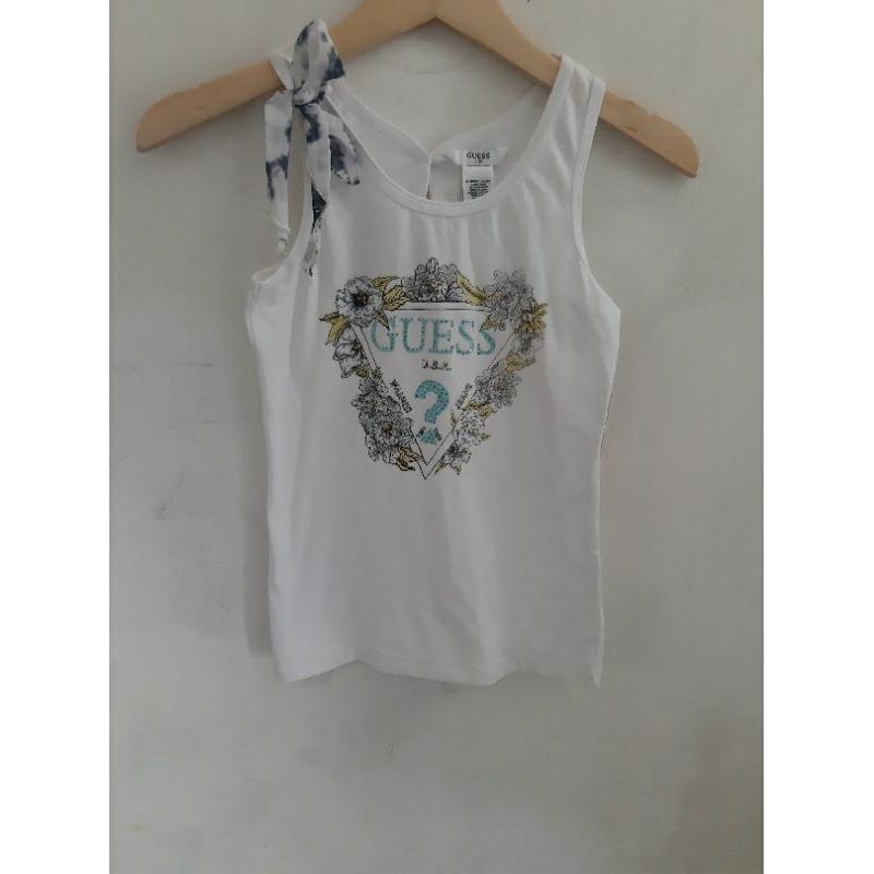 Guess white tshirt with syal original murah size 10 dan 14