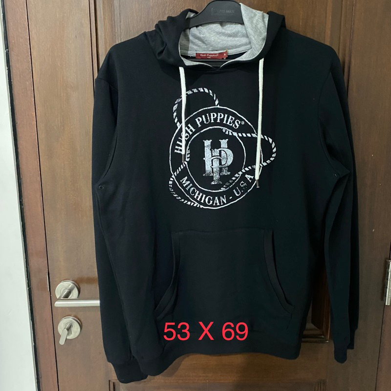 [Preloved] Hush Puppies Hoodies Pria Jaket Jacket Laki Hitam Black