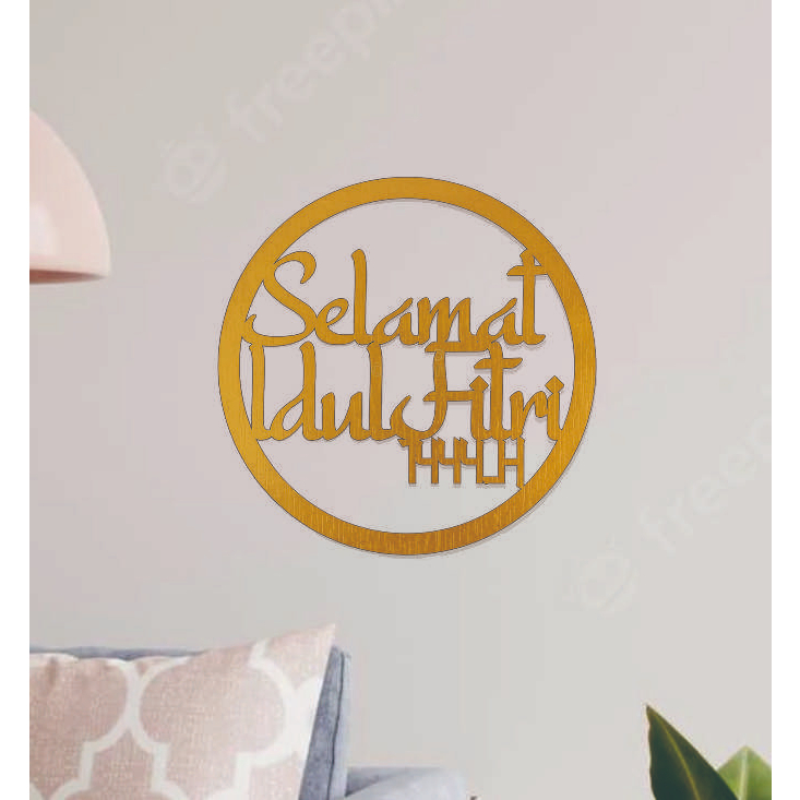 Dekorasi Selamat Idul Fitri Hijriah Dinding Lingkaran Hiasan Backdrop Happy Eid Lebaran Backdrop